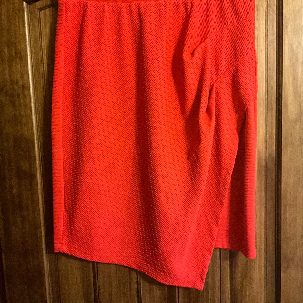 Coral gathered knit skirt